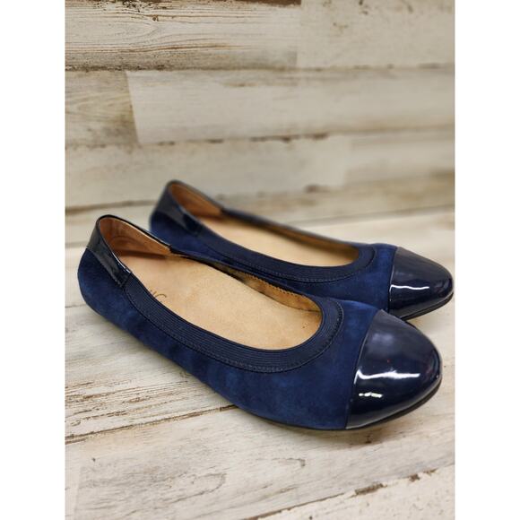 Vionic Spark Tiegan Navy Suede Orthotic Comfort Ballet Flat 7.5 M Shoes - Picture 1 of 10